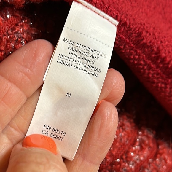 Lucky Brand Cardigan Sweater Medium Red Shimmer Medium - Picture 4 of 8